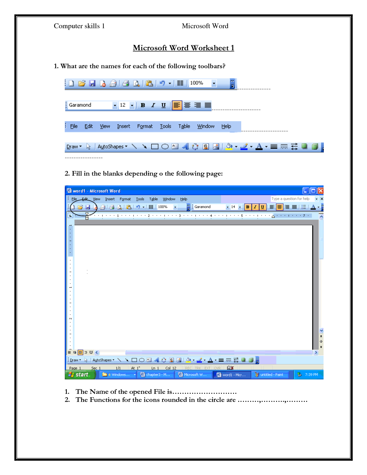 computer basic skills on computer skills worksheets computer skills 1 microsoft word microsoft word worksheet 1 1 what are computer skills teaching computers computer basics