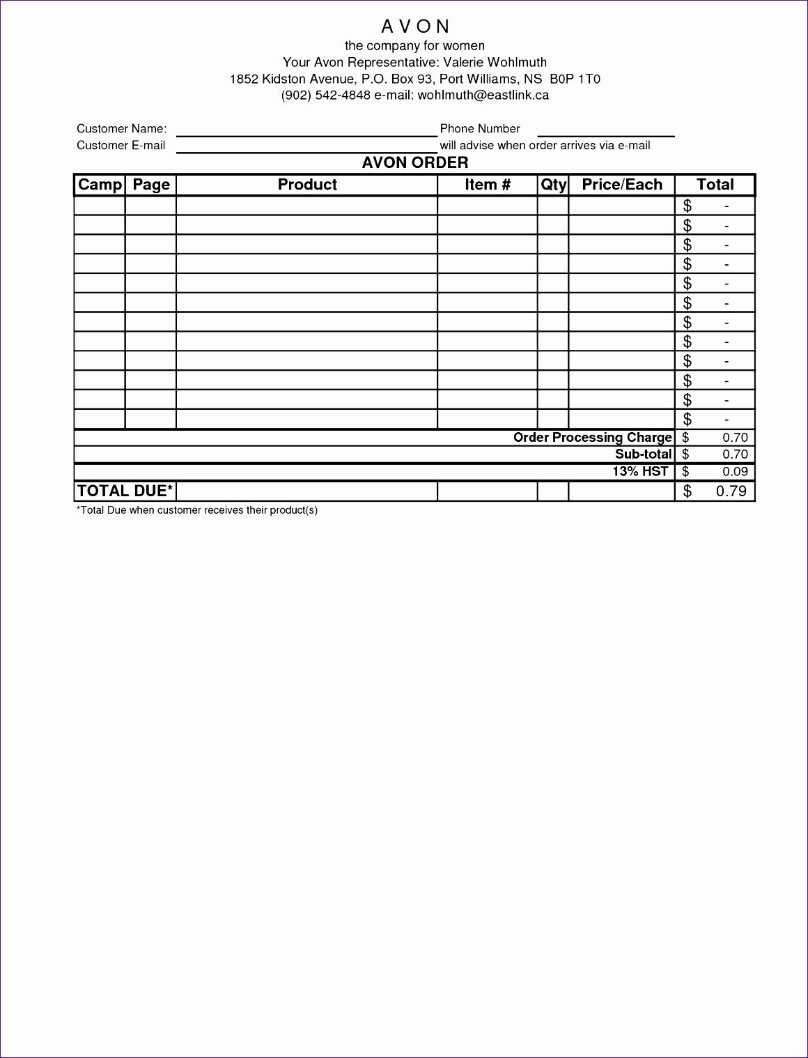 independent sales rep on product order form template free fresh 9 product order form template excel exceltemplates avon avon sales avon marketing