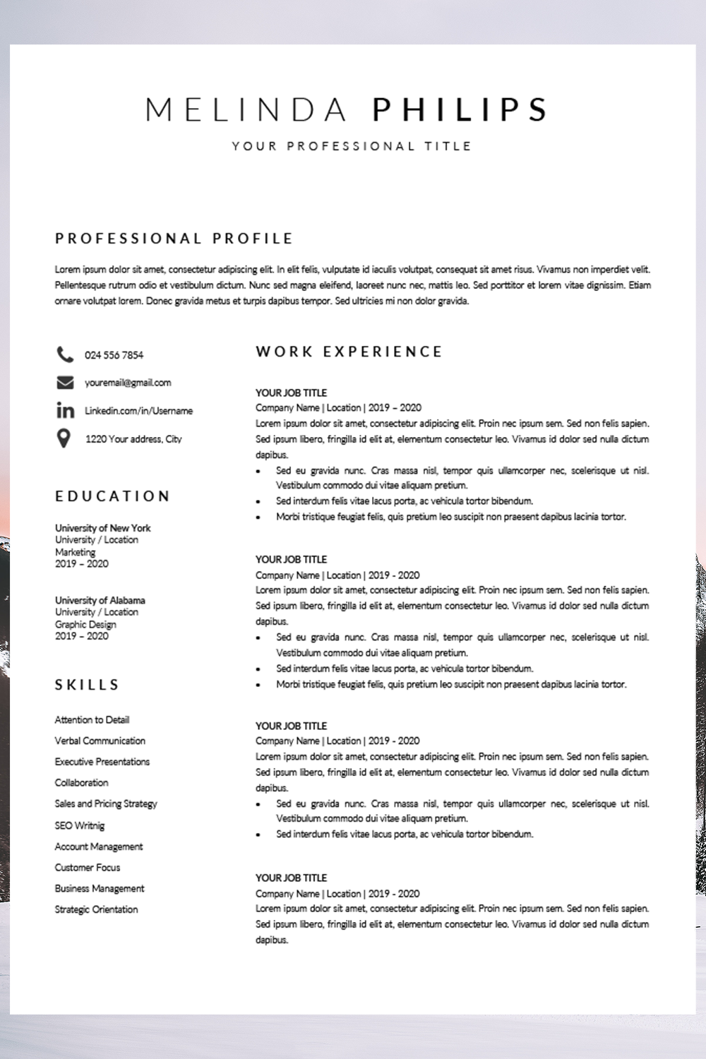 the best resume on professional cv template word resume template minimalist etsy cv template cv template professional cv template word