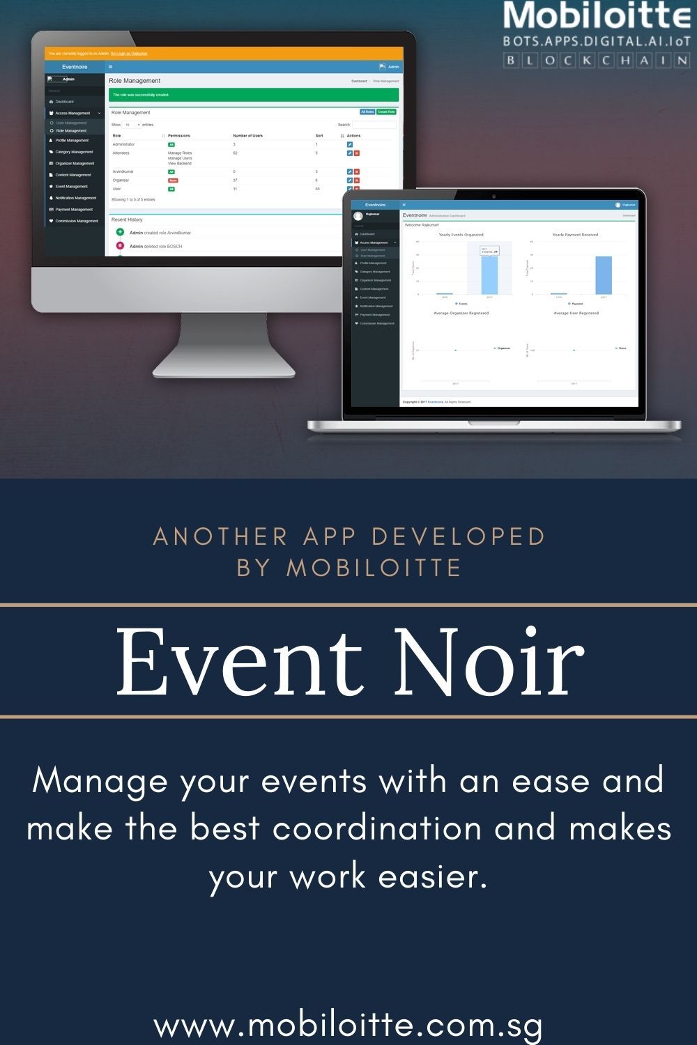 event management software on event noir app developed by mobiloitte event management development event