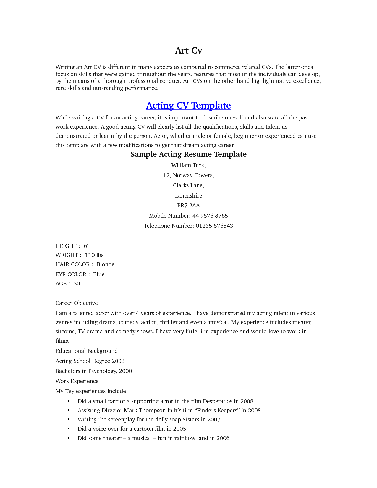 acting resume sample for beginners on acting resume sample beginner http www resumecareer info acting resume sample beginner 2