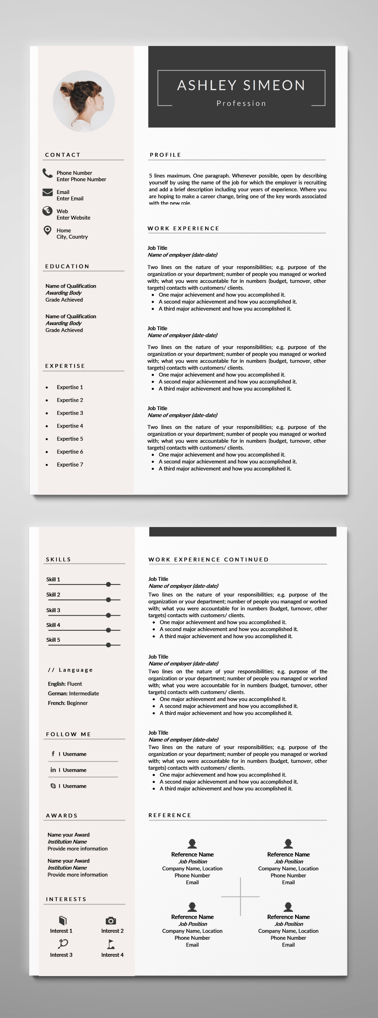 best interior design resume templates on minimalist resume 2 page resume template cv template etsy in 2021 interior design resume template resume design resume template