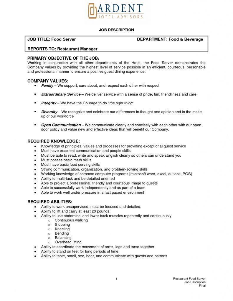 resume examples job descriptions 2021 job description job resume examples server resume food and beverage resume on resume examples job descriptions 2021 job description job resume examples server resume