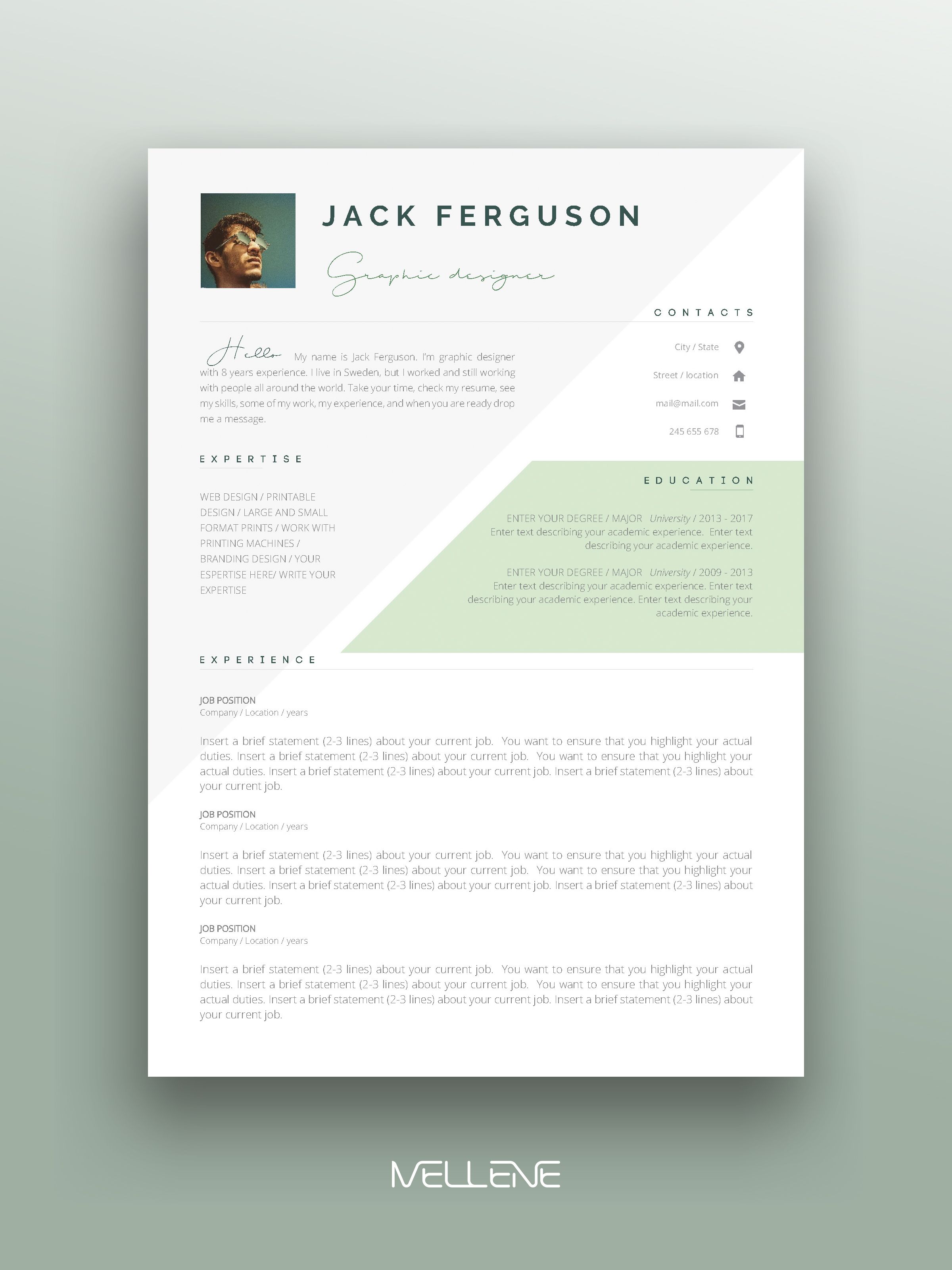 free creative resume templates microsoft word on resume template 3 page cv template cover letter instant download for ms word jack graphic design resume resume design creative resume design