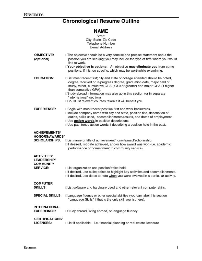 resume outline examples of accomplishments on resume outline