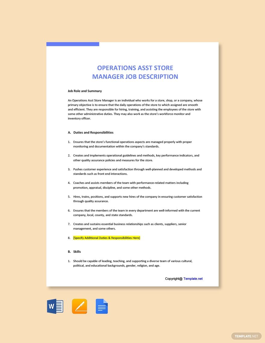 marketing director job description sample on operations asst store manager job description template free pdf word apple pages google docs job description template business analyst job description
