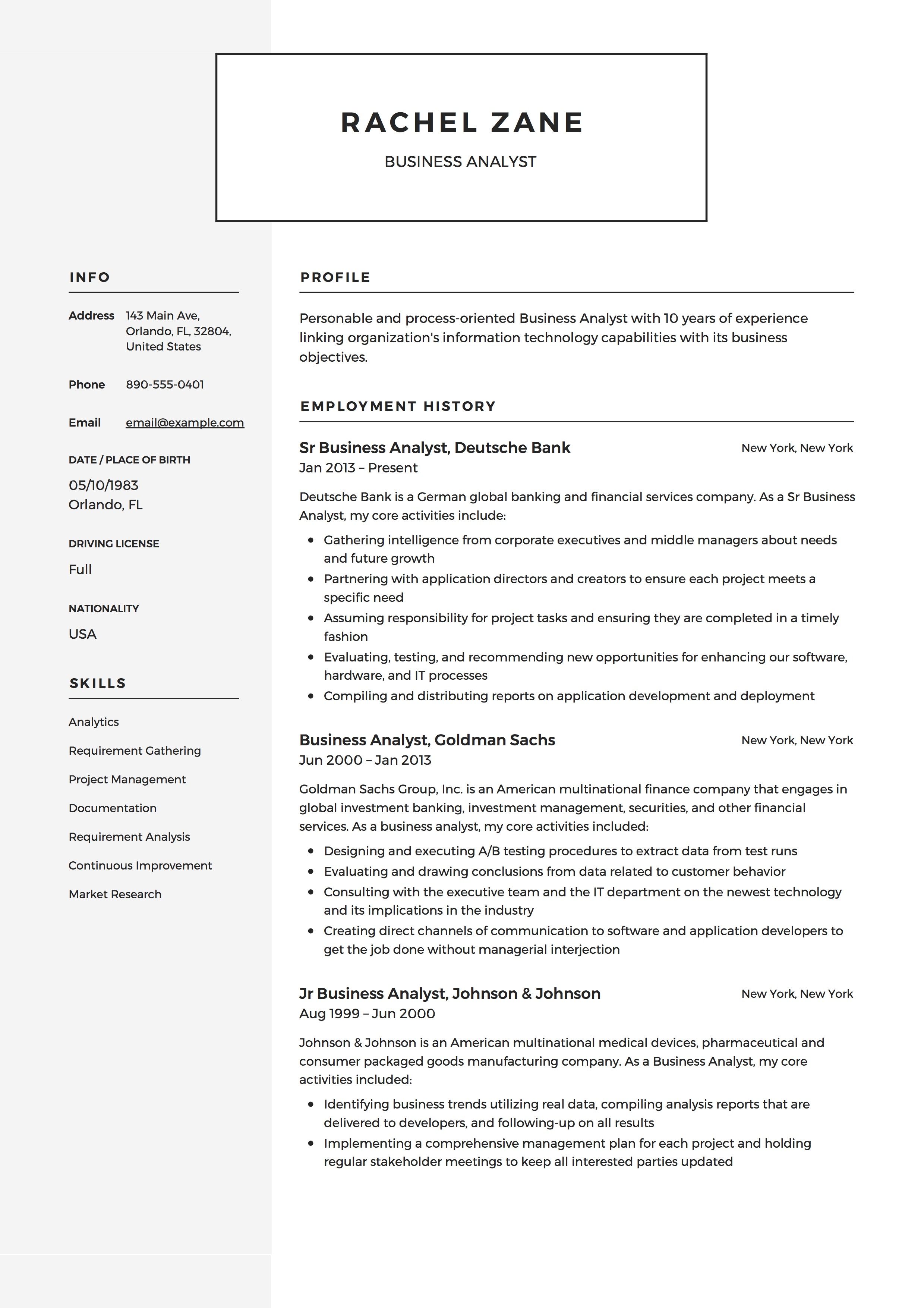 business analyst resume sample template example cv formal design it business analyst resume sample on business analyst resume sample template example cv formal design
