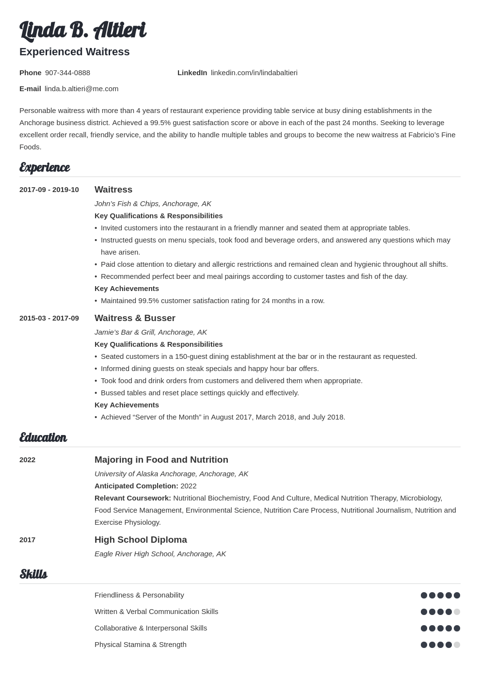 waitress job description sample on waiter waitress resume example template valera accountant resume basic resume resume examples