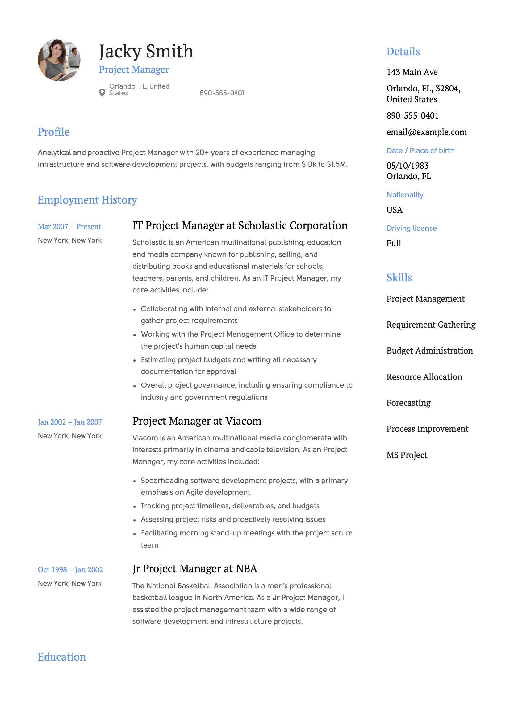 project manager resume example project manager resume manager resume resume guide project manager resume sample 2021 on project manager resume example project manager resume manager resume resume guide
