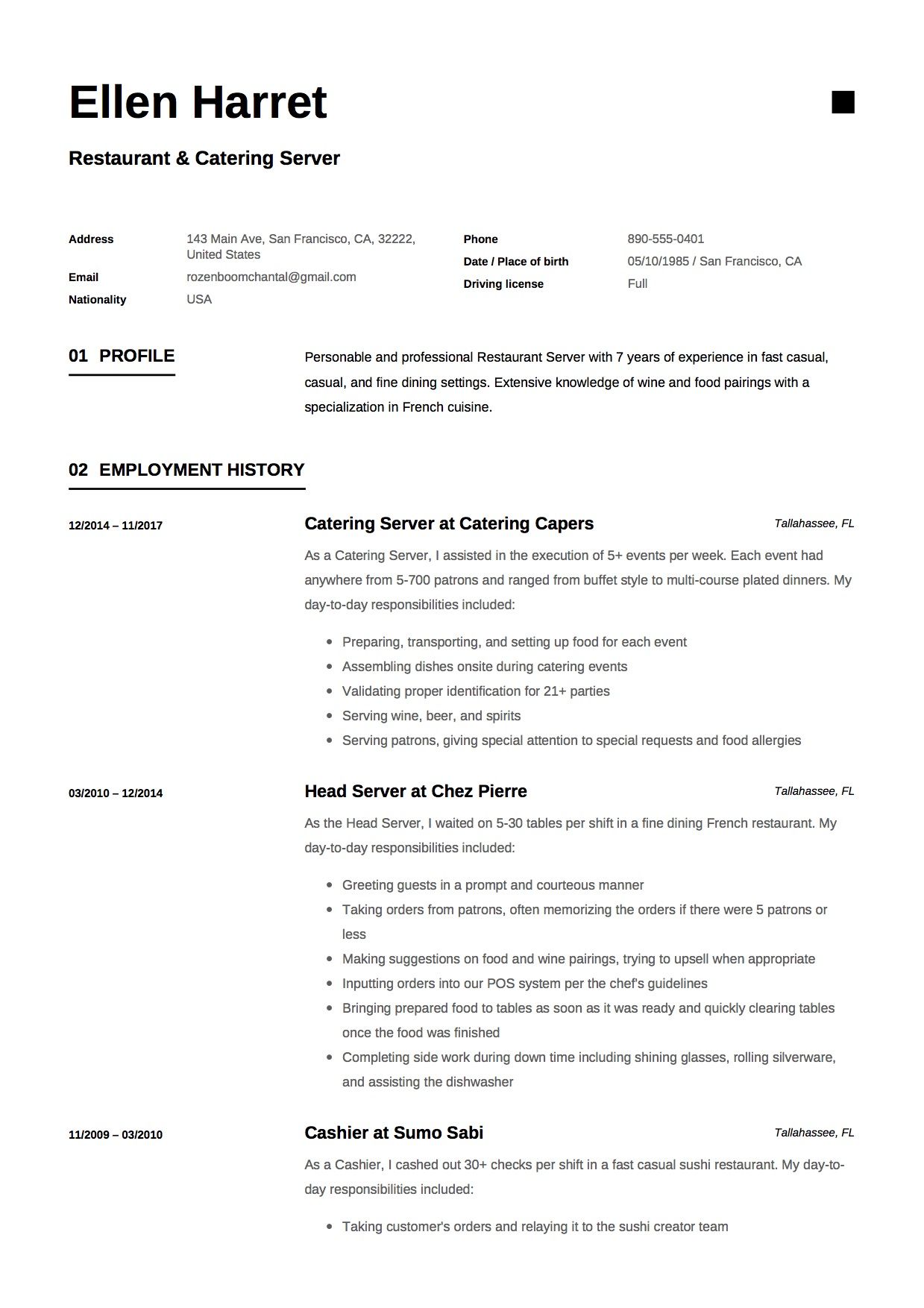 resume format for computer science engineering students for internship on restaurant and catering resume sample example template cv resume guide manager resume good resume examples