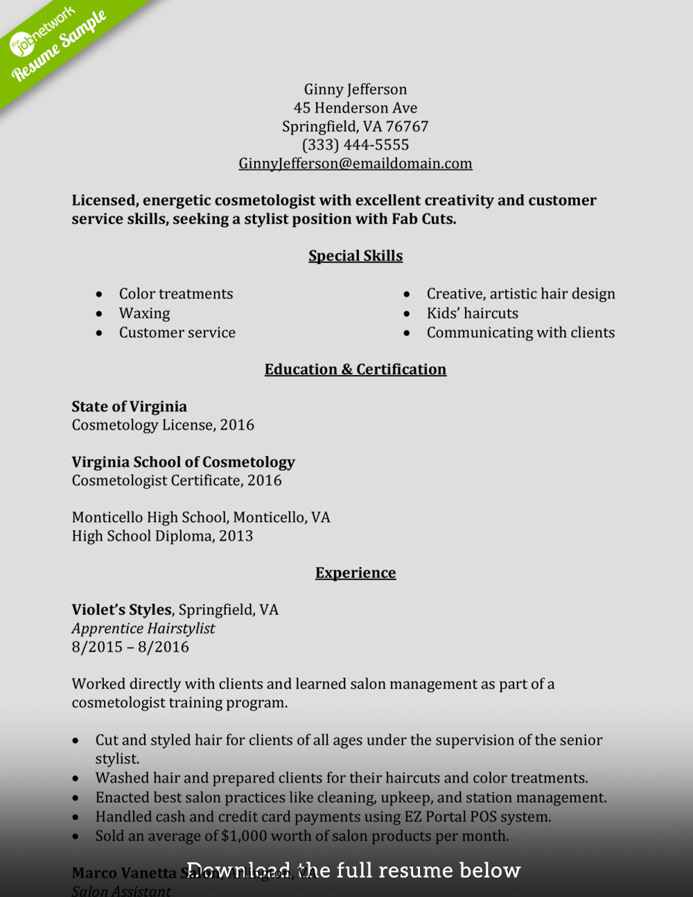 hairdresser skills for a resume on job resume template resume examples resume skills resume job resume format esthetici esthetician resume resume skills resume examples
