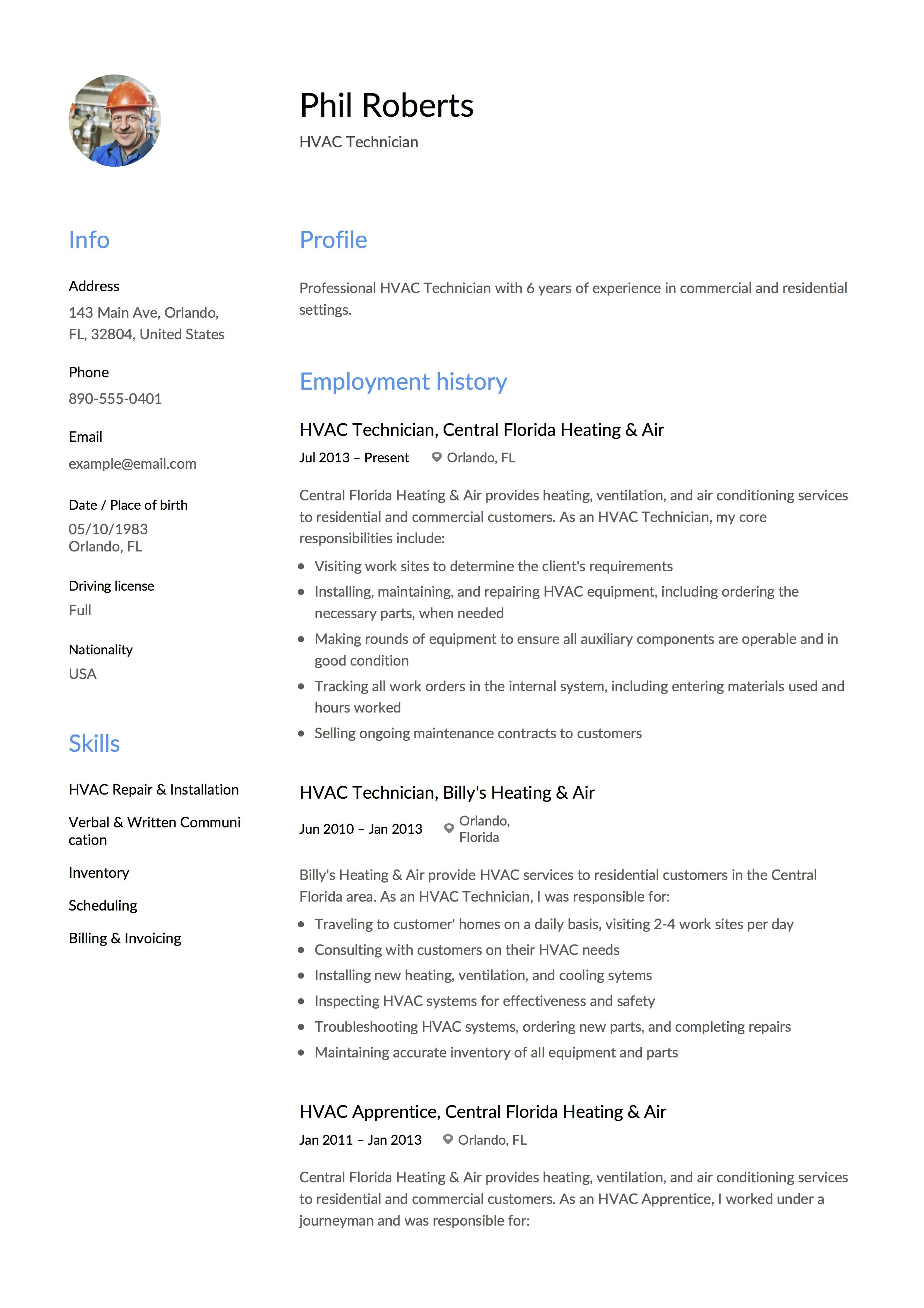 hvac resume template on hvac technician resume hvac technician resume guide free resume template word