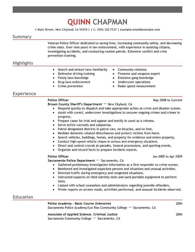 law enforcement resume samples pdf on pin on resume sample ideas