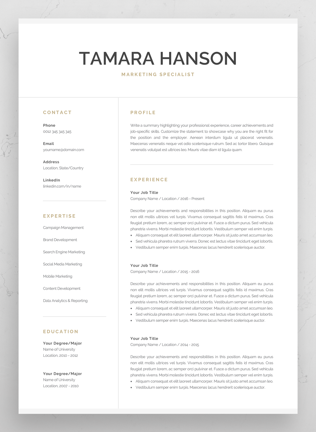 professional one page resume template on professional resume template for word pages modern etsy in 2021 resume template word resume template professional resume template