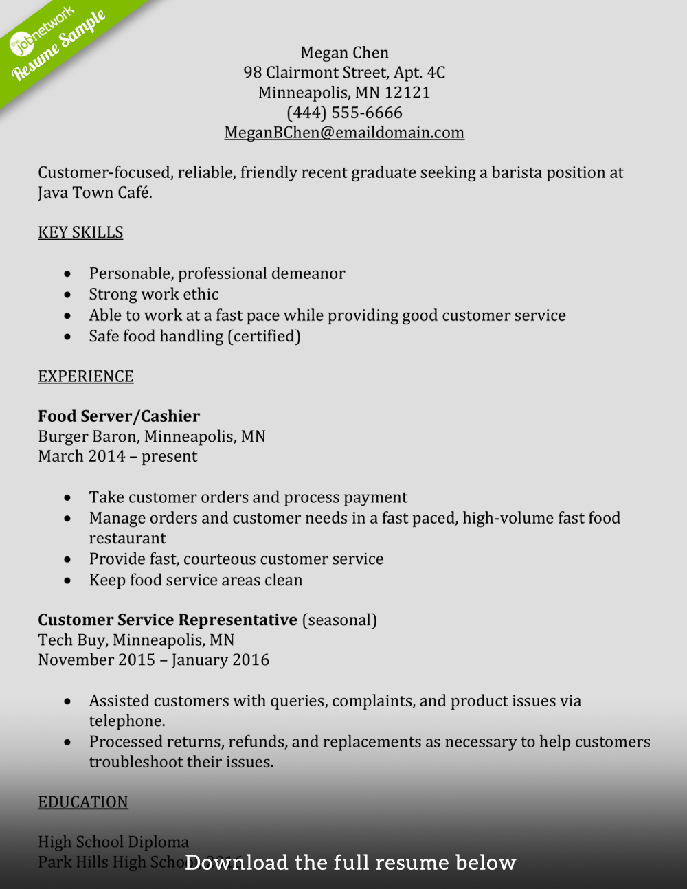 cashier job skills for resume on how write perfect barista resume examples included entry level simple resume examples basic resume resume examples