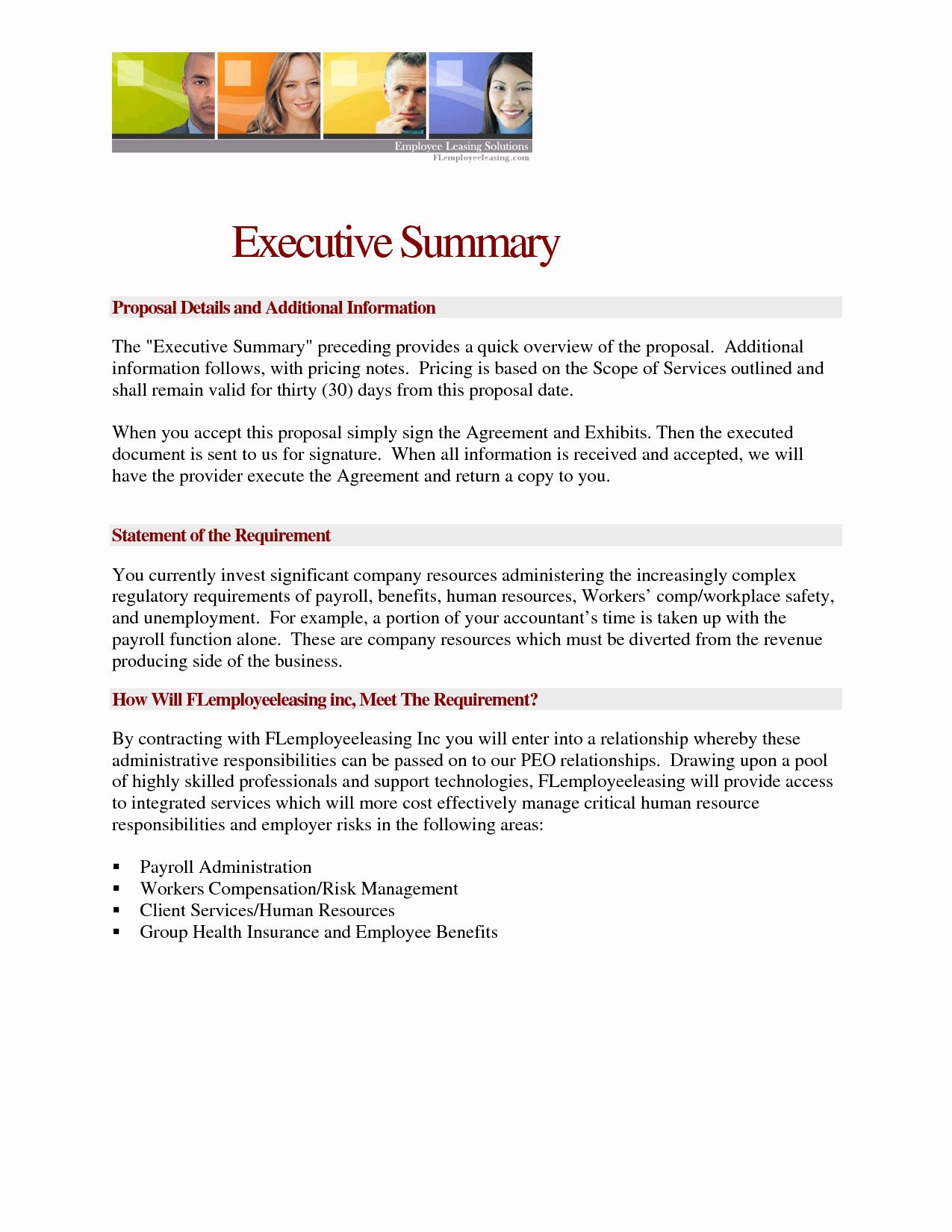 examples of executive summary on pin on example document templates design printable