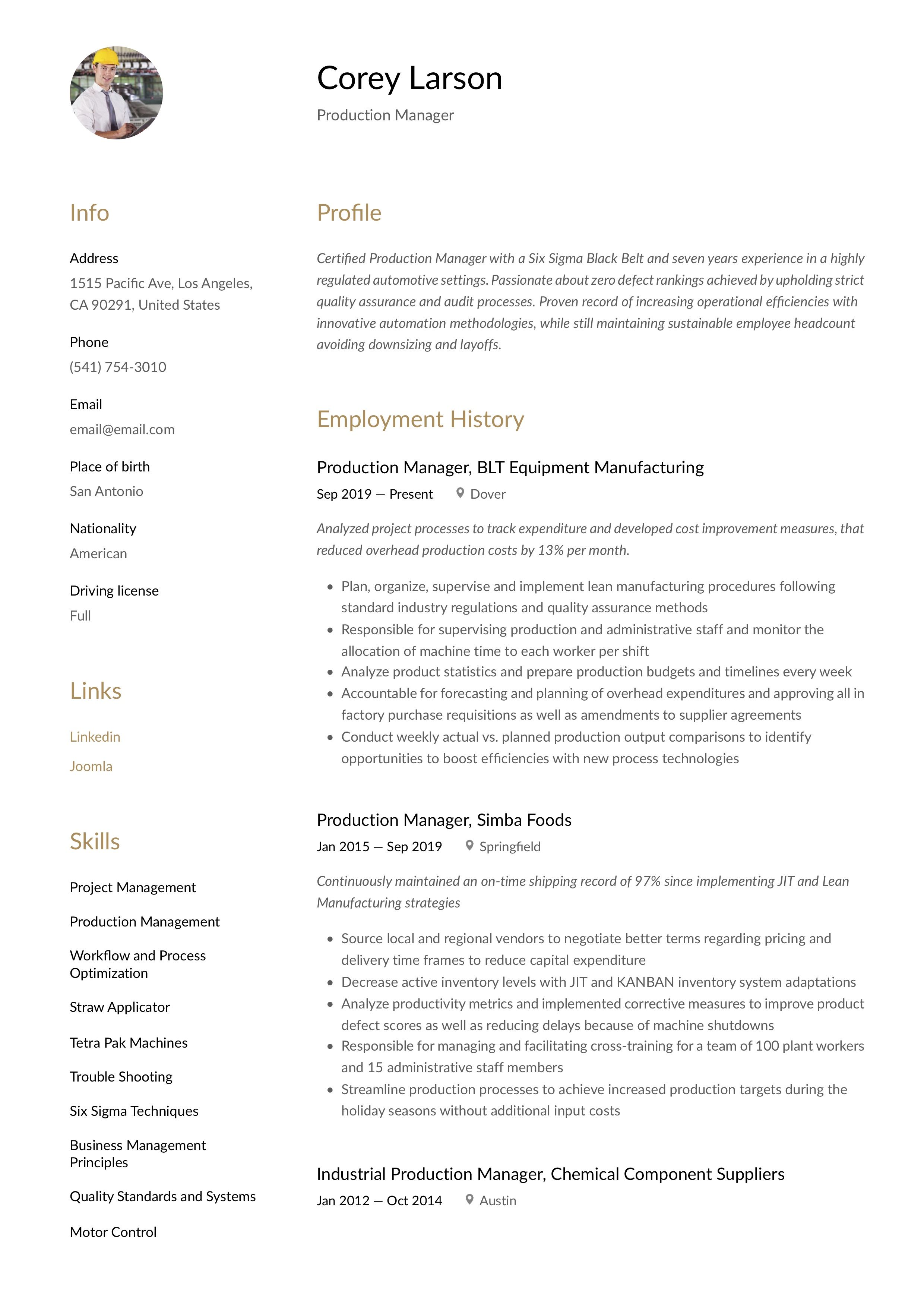 manufacturing production manager resume on production manager resume template manager resume resume guide guided writing