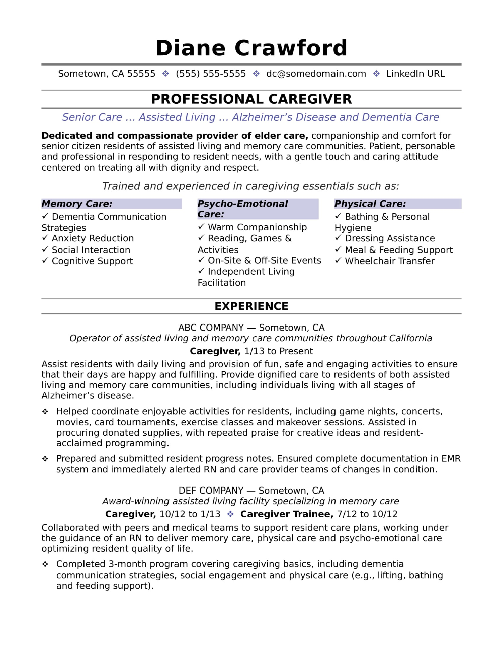 personal caregiver resume sample on a solid resume can help you land a great job as a caregiver resume writing services job resume samples job resume examples
