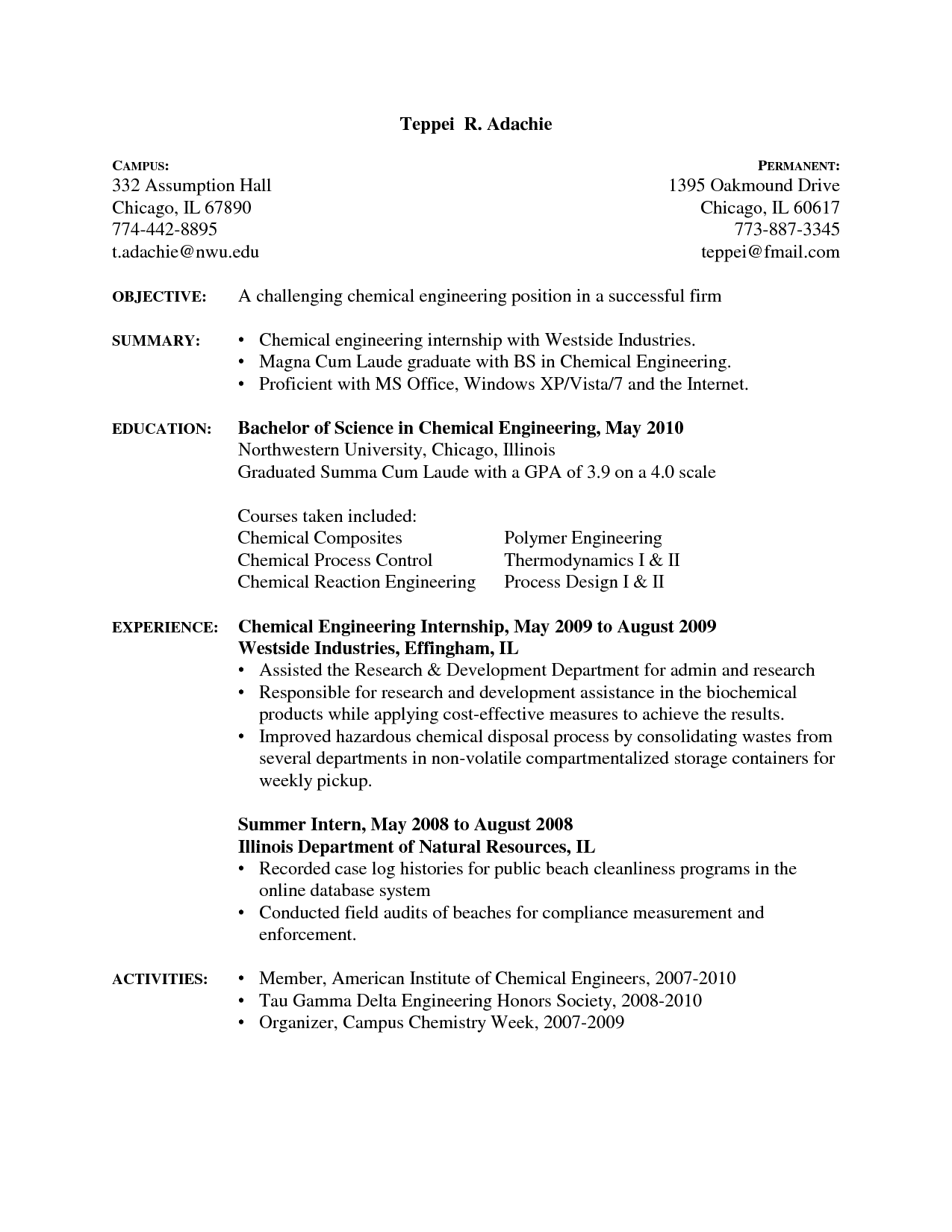 resume format for computer science engineering students for internship on sample resume sle engineering internship resume engineering resume resume job resume examples