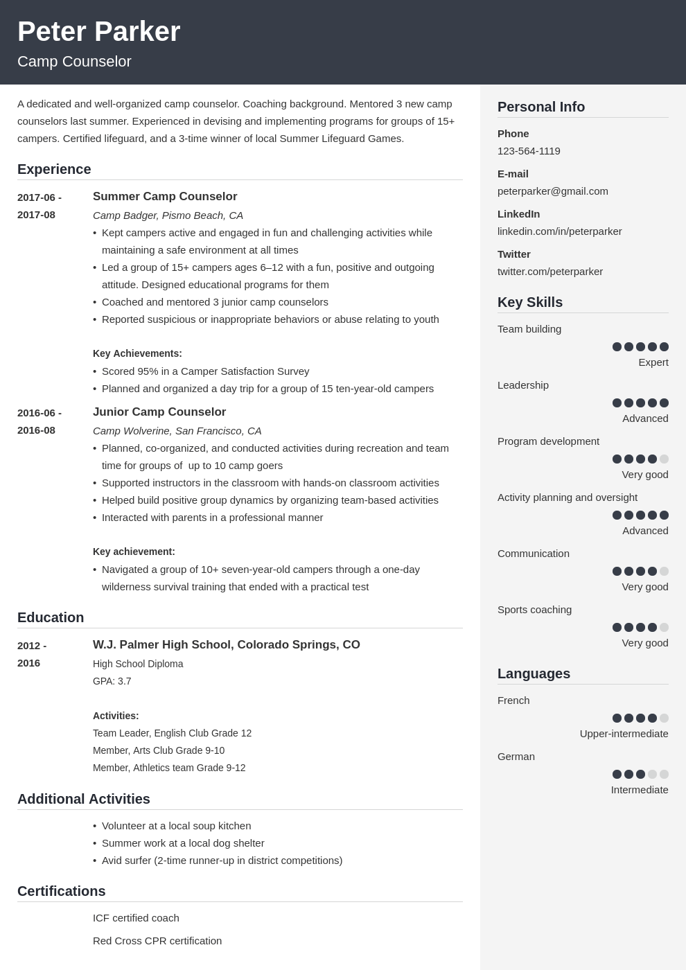 camp counselor duties on camp counselor resume example template cubic resume examples resume design resume