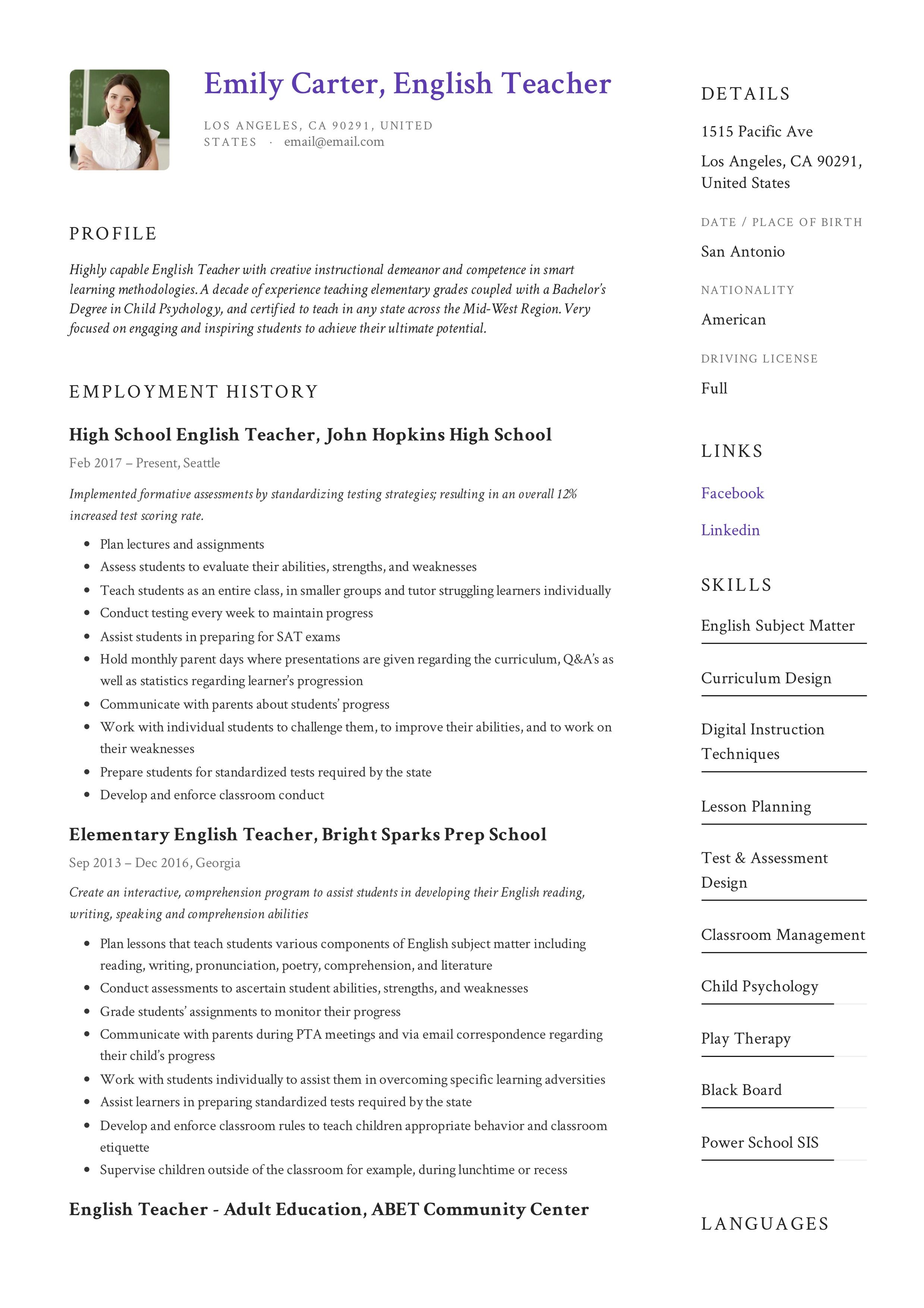 elementary teacher resume pdf on english school teacher resume example teacher resume teacher resume examples teacher resume template