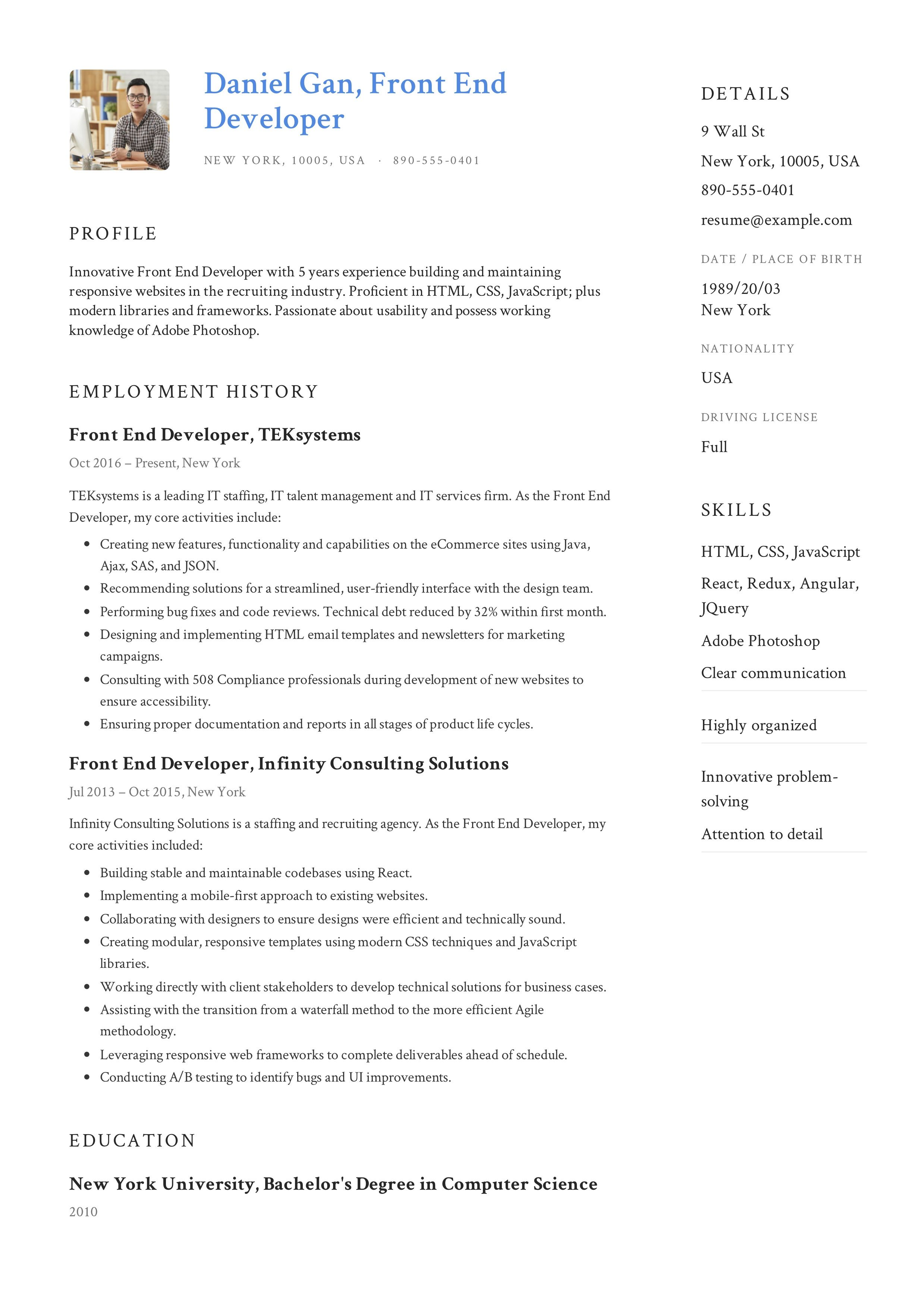 front end developer resume template on front end developer resume example resume examples resume objective examples resume