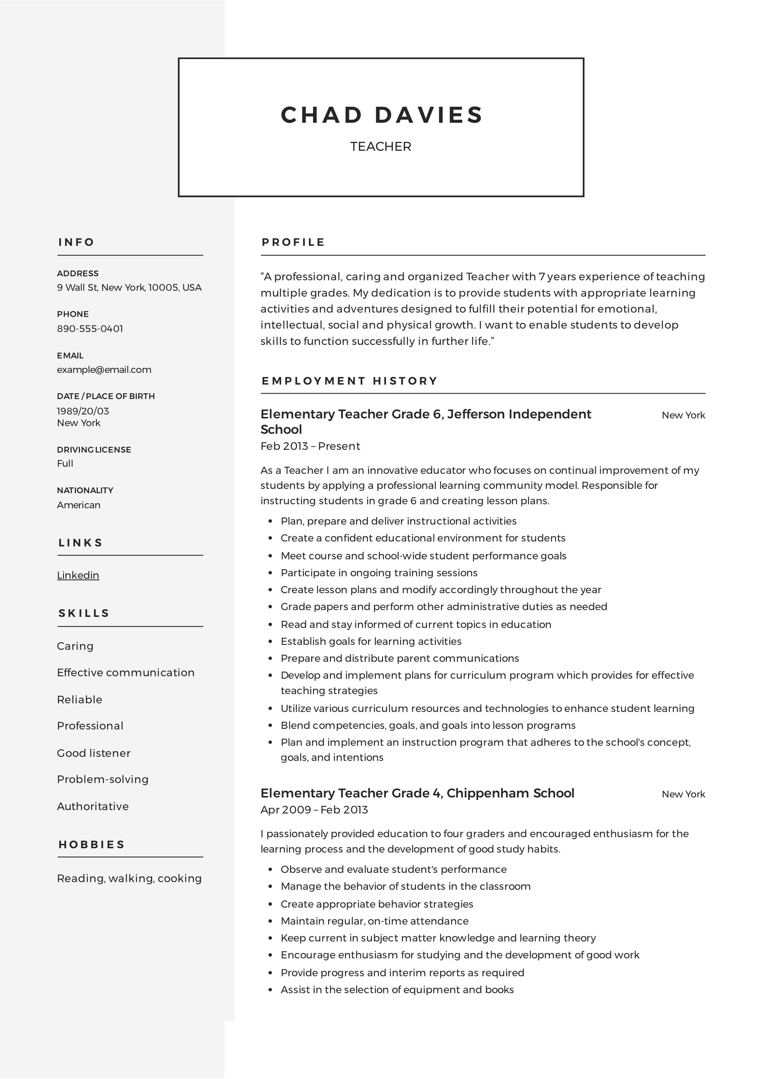 elementary teacher resume pdf on teacher resume template teacher resume template elementary teacher resume teacher resume