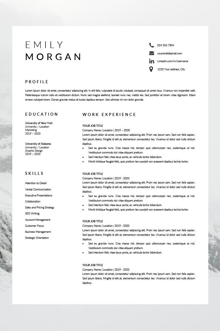 plain resume format on professional resume design cv template word cv resume etsy resume design professional cv template word job resume template