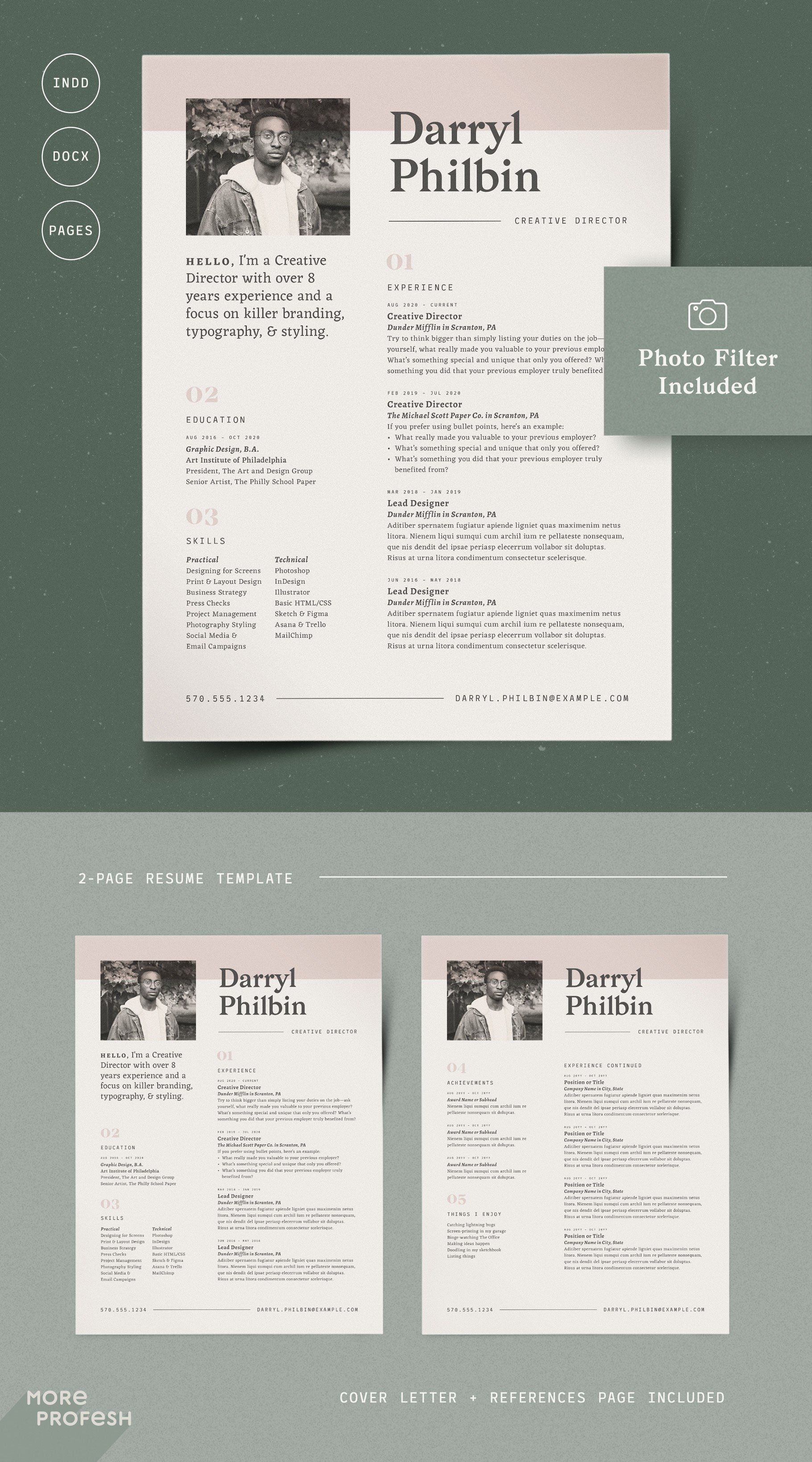 two page resume sample on resume with picture cv with photo by more profesh on creativemarket resume template word resume templates resume template free