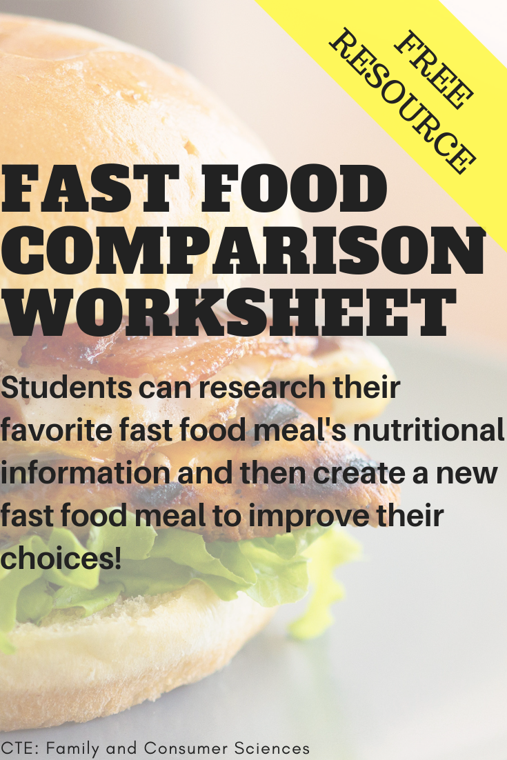 introduction on fast food on fast food comparison worksheet nutrition food nutrition recipes