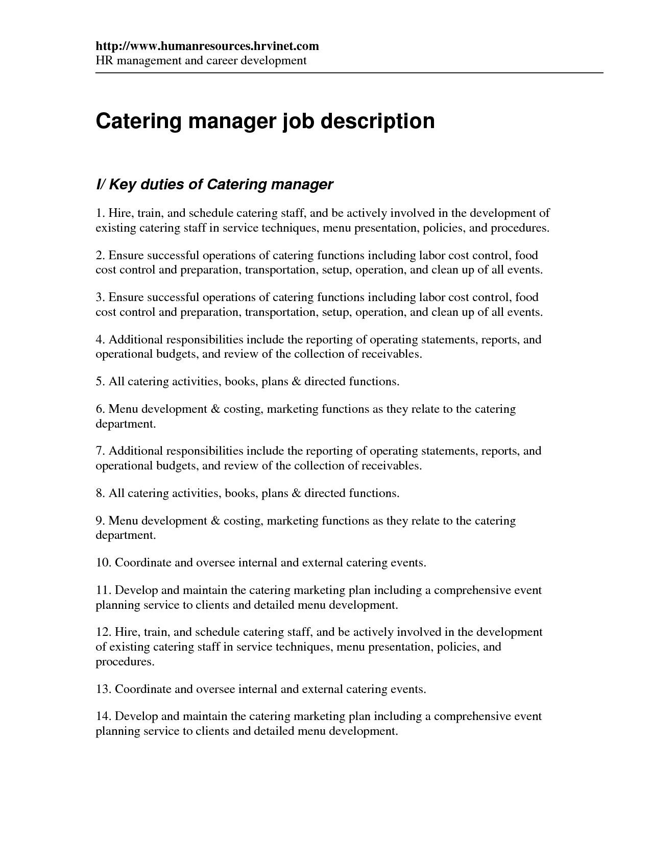 events manager job description sample on charmant catering job description for resume catering manager cv template food preparation job catering manager job description lettering templates free design