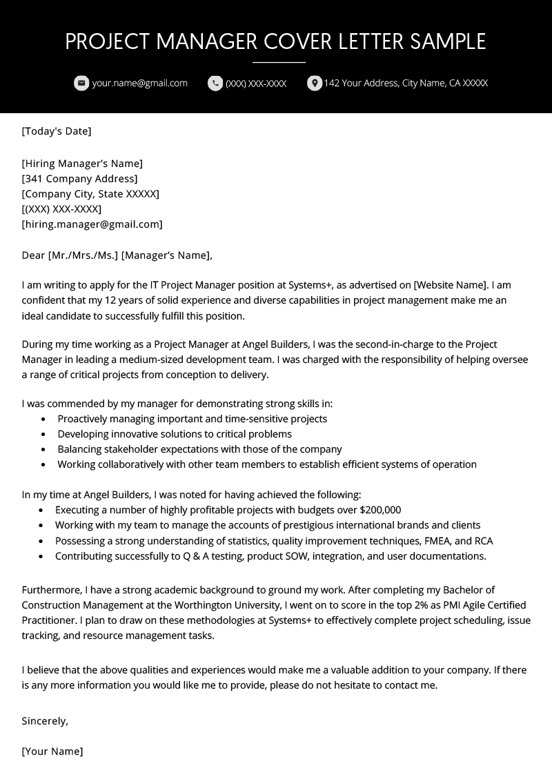 construction project manager resume bullets on cover letter template construction project manager