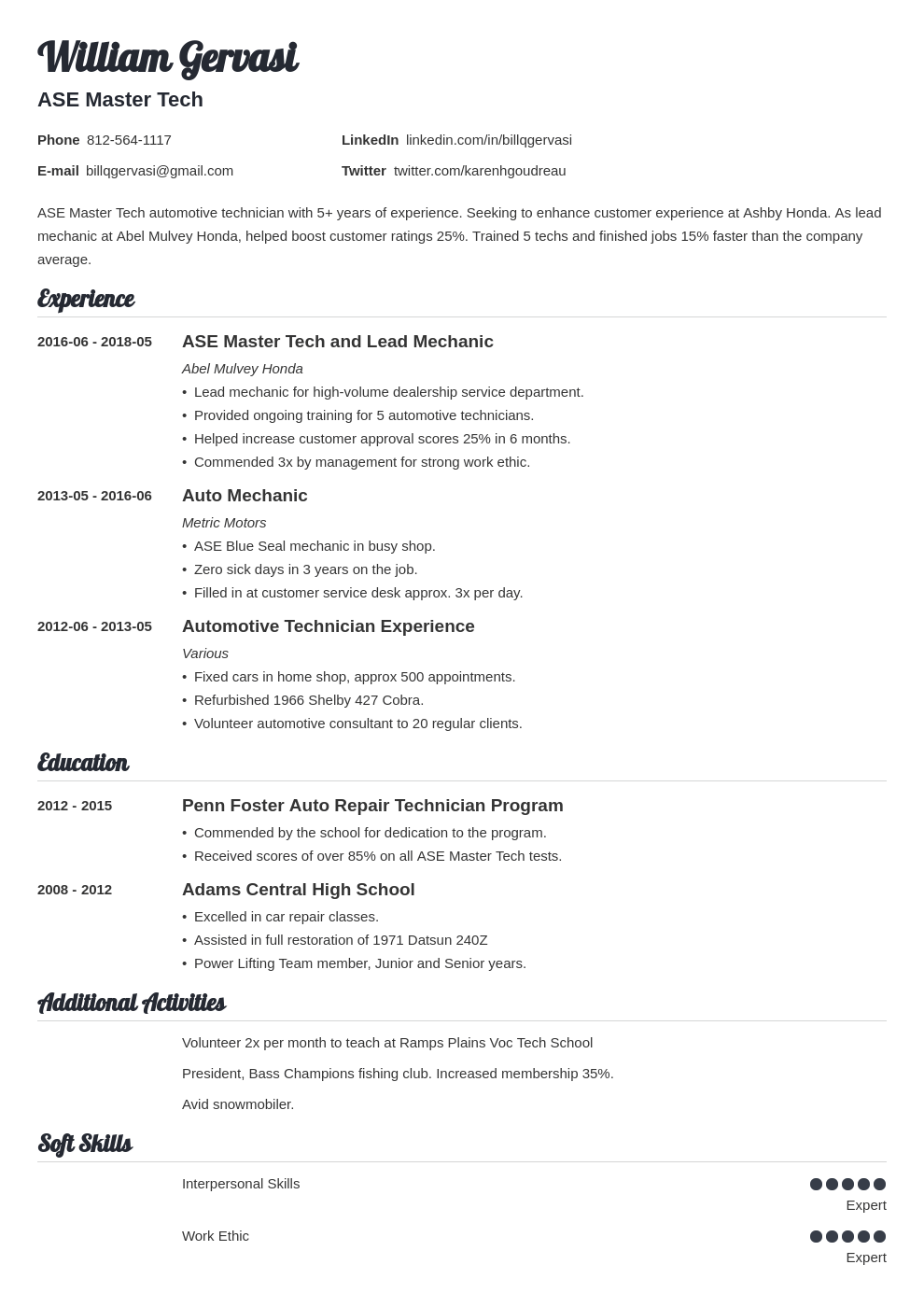 automotive technician resume on mechanic resume example template valera resume examples job resume examples automotive technician