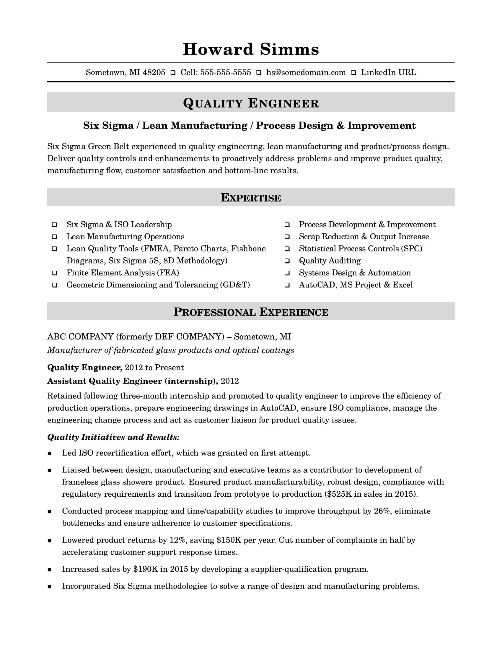 sample resume for a midlevel quality engineer resume format engineering resume resume experienced mechanical engineer resume on sample resume for a midlevel quality engineer resume format engineering resume resume