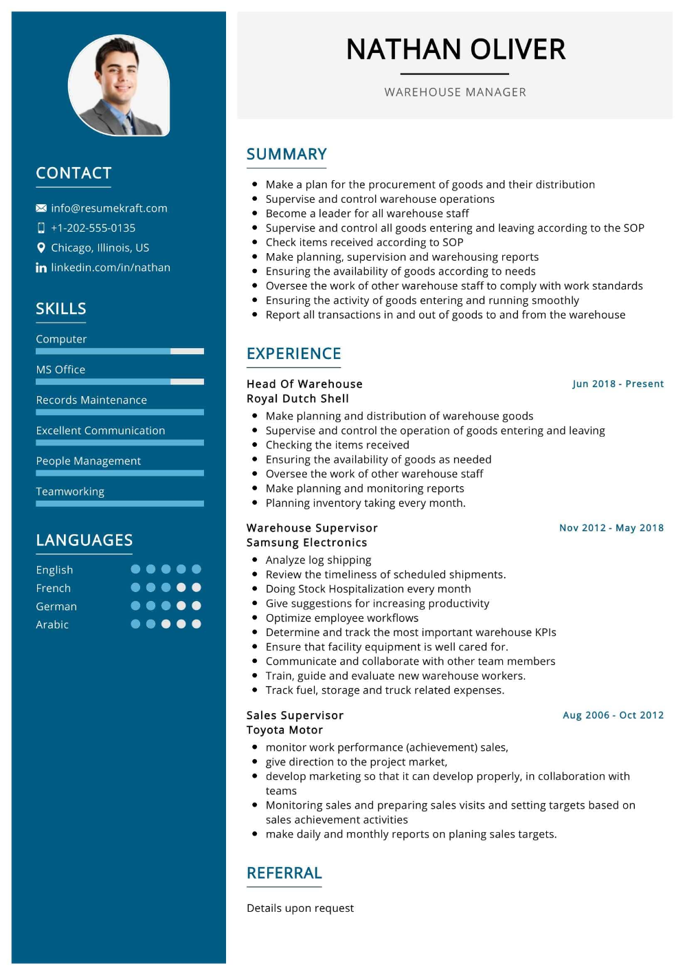 warehouse manager resume sample on 100 professional resume samples for 2020 resumekraft manager resume resume professional resume samples