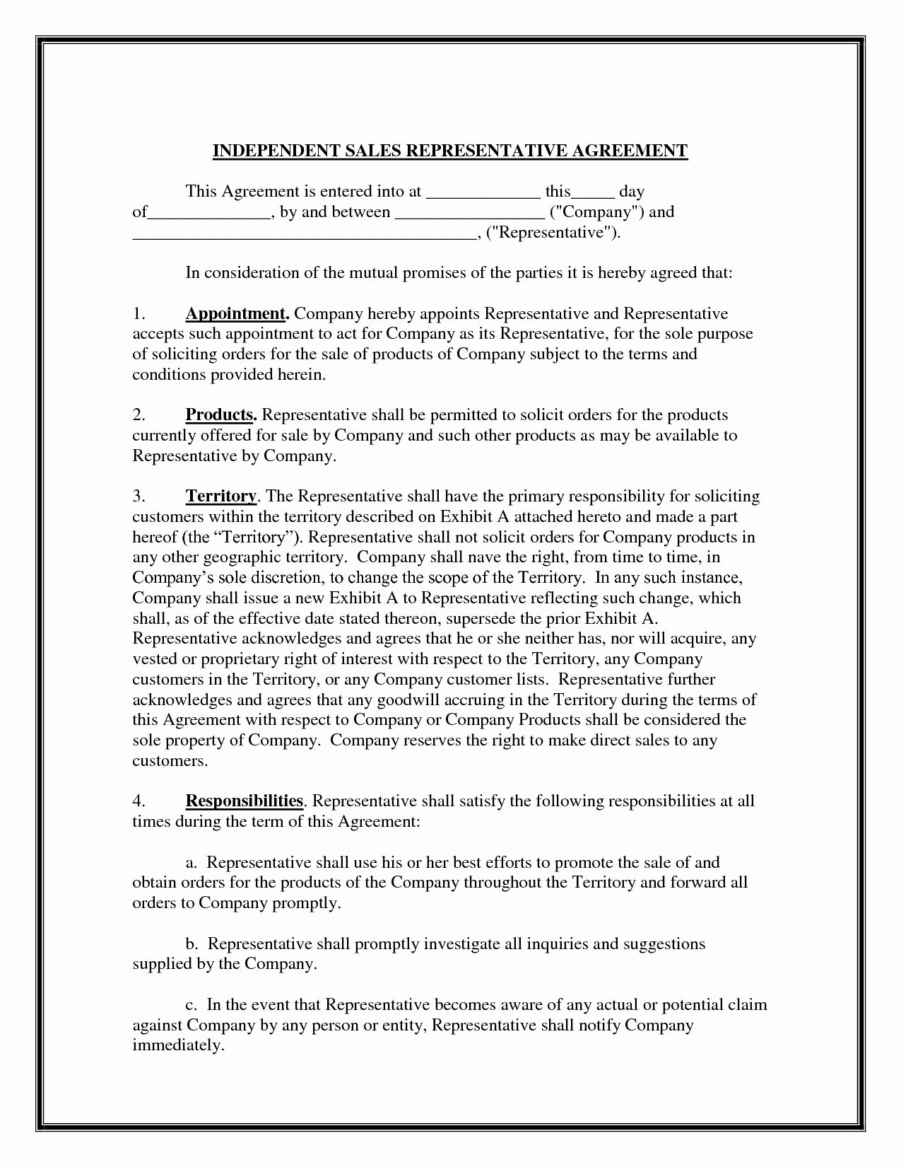 independent sales rep on sales rep contract template unique 10 best of sales representative agreement sample contract template sales representative financial plan template