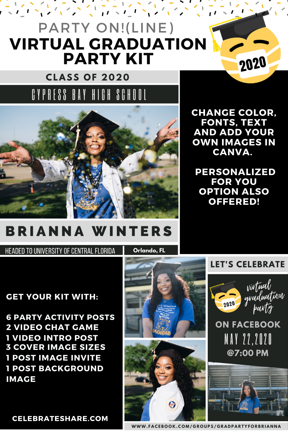 virtual college graduations on this virtual graduation party kit each kit has a complete guide and digital designs for hosting a virtual grad graduation party kit graduation party party kit