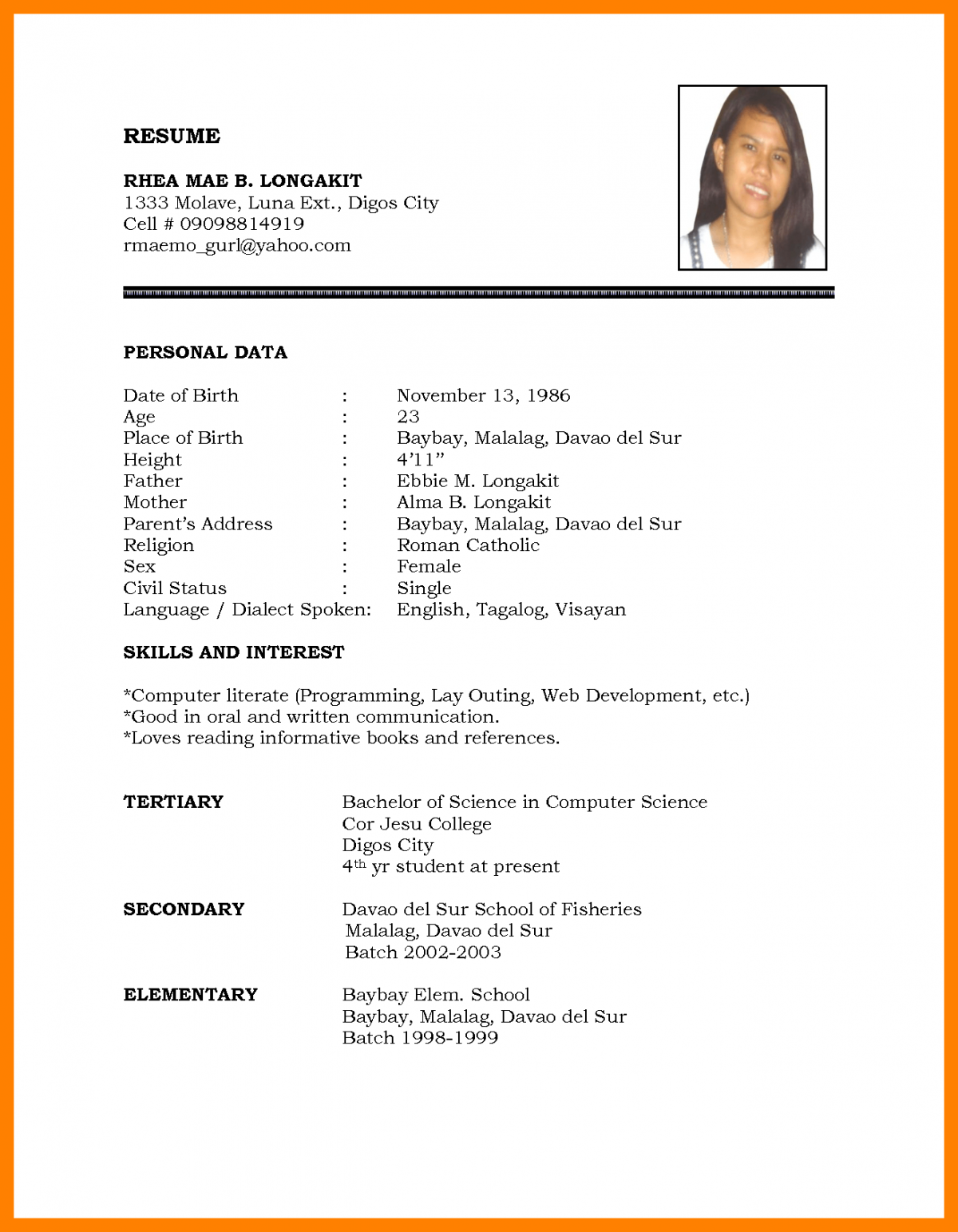 simple resume sample on zuliana zulianamohdjami profile pinterest