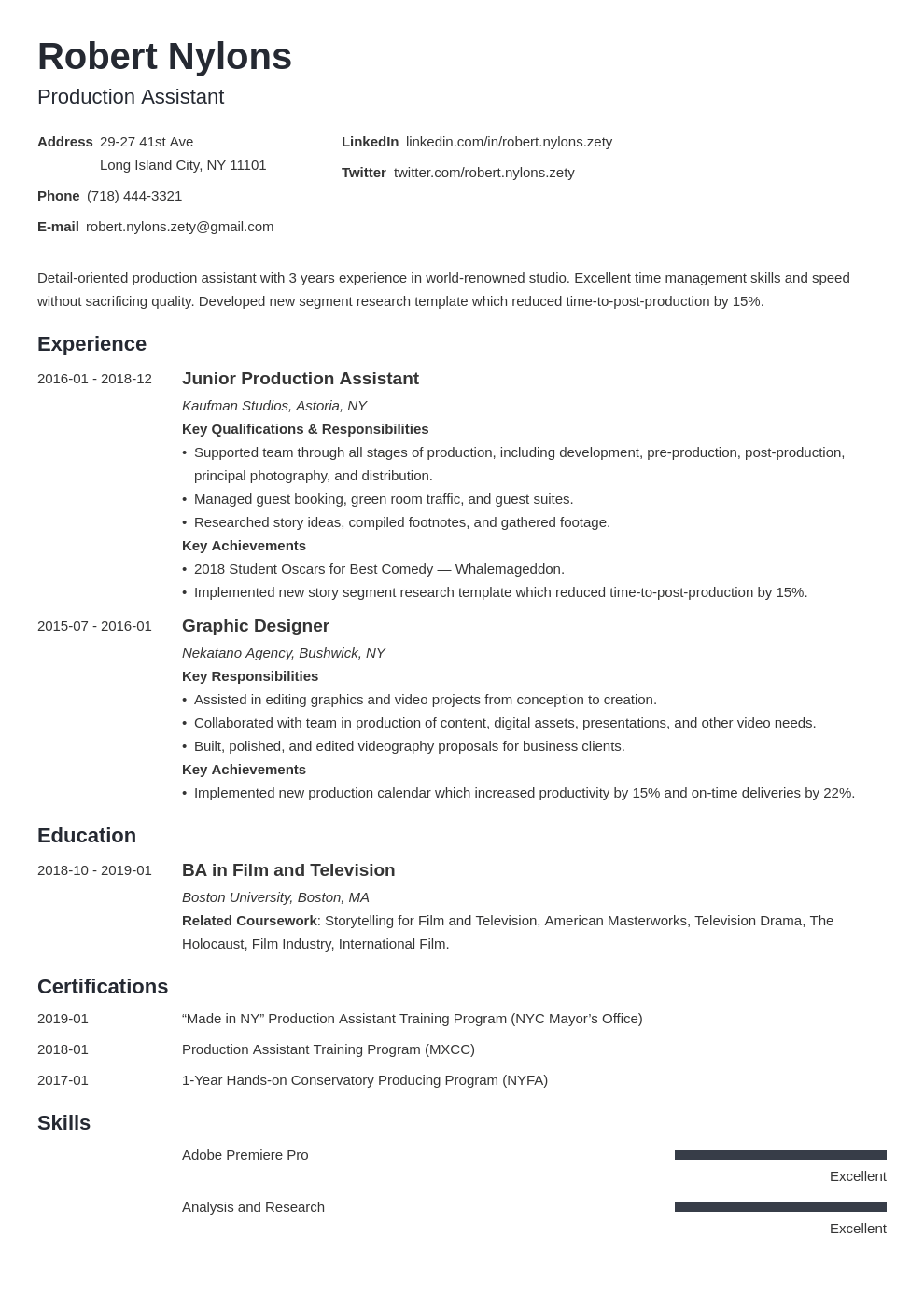 production assistant skills on production assistant resume example template minimo resume examples job resume examples resume guide