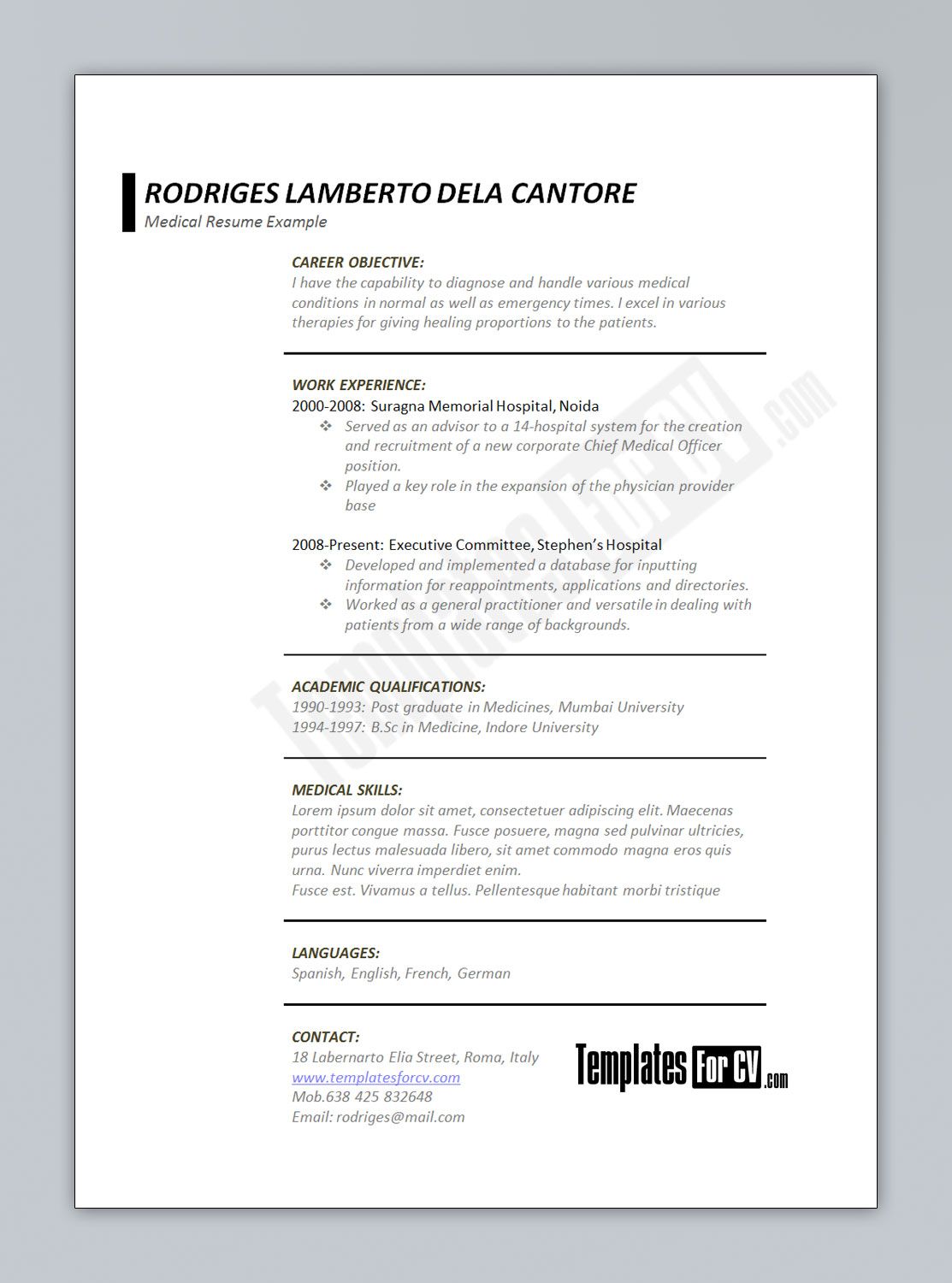 best resume format for medical students on cv template junior resume format medical resume template medical resume resume examples