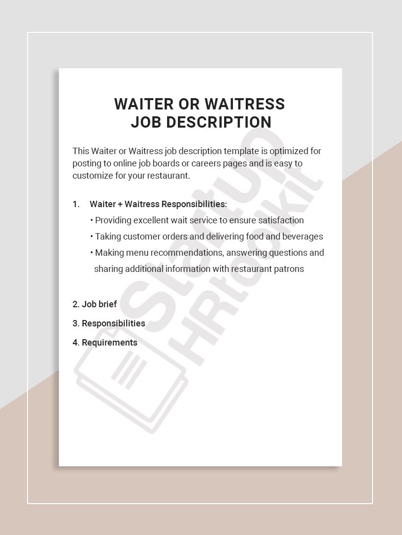 waitress job description on waiter or waitress job description architect jobs job description template architects quotes