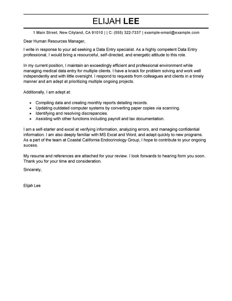 remote data entry resume on data entry cover letter examples administration livecareer letter example cover letter example sample resume cover letter