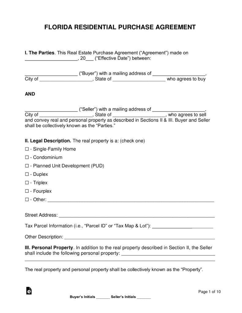 free sales agreement template on free florida residential purchase and sale agreement word pdf eforms free fillable form real estate contract purchase agreement residential real estate