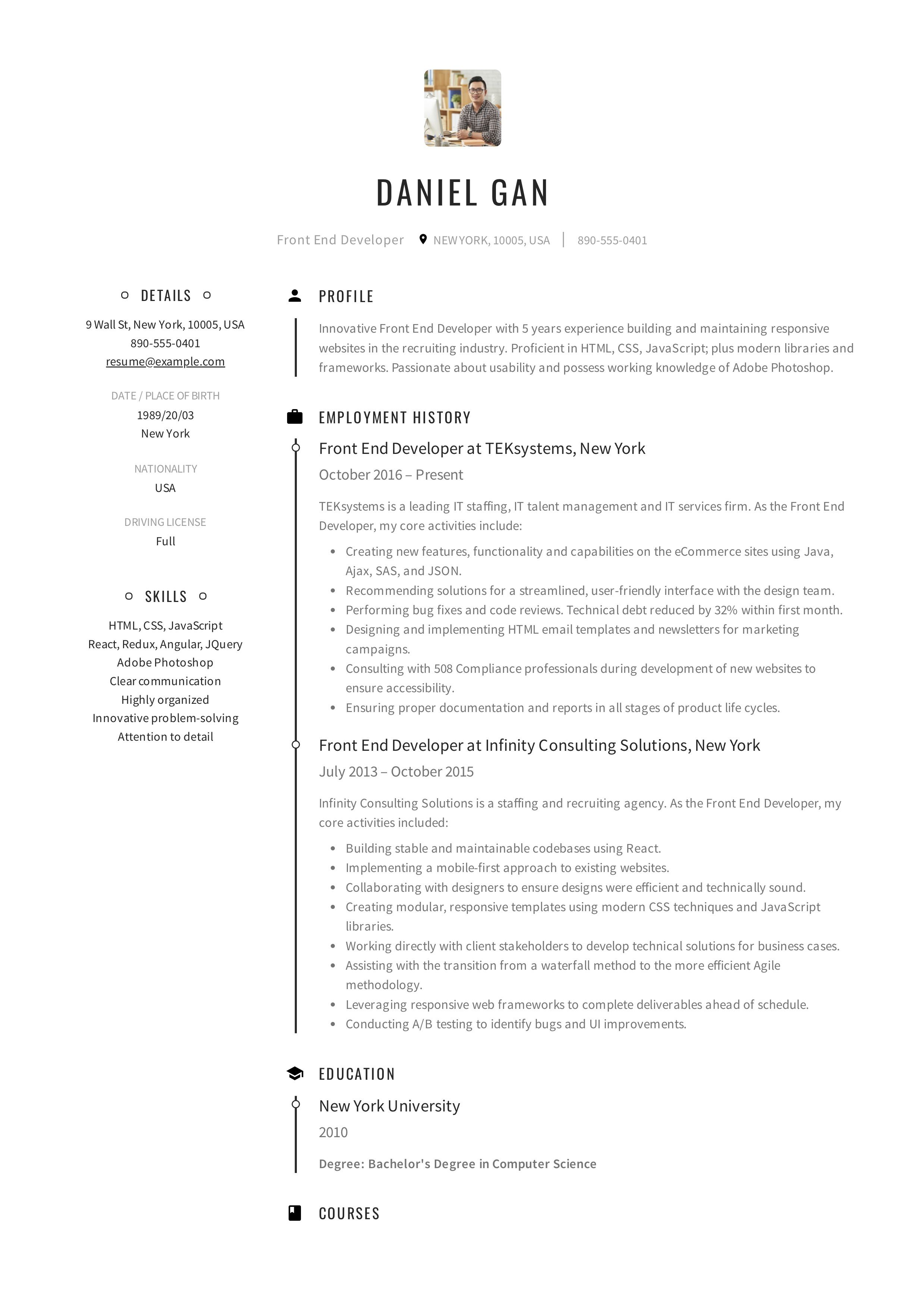 front end developer resume template on front end developer resume example resume examples web developer resume resume