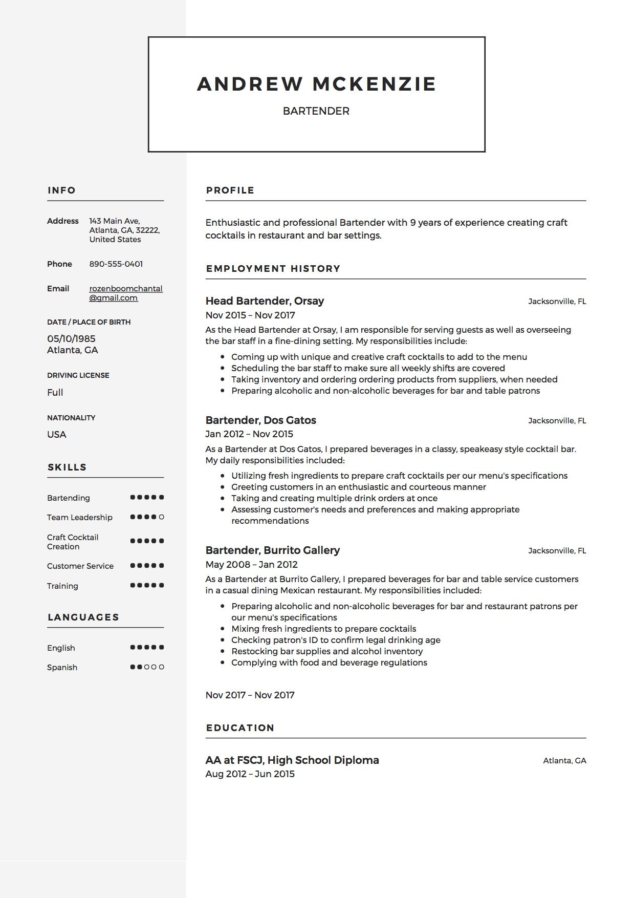 bartender job description resume skills resume place on bartender resume template sample example creative cv resume guide resume examples resume