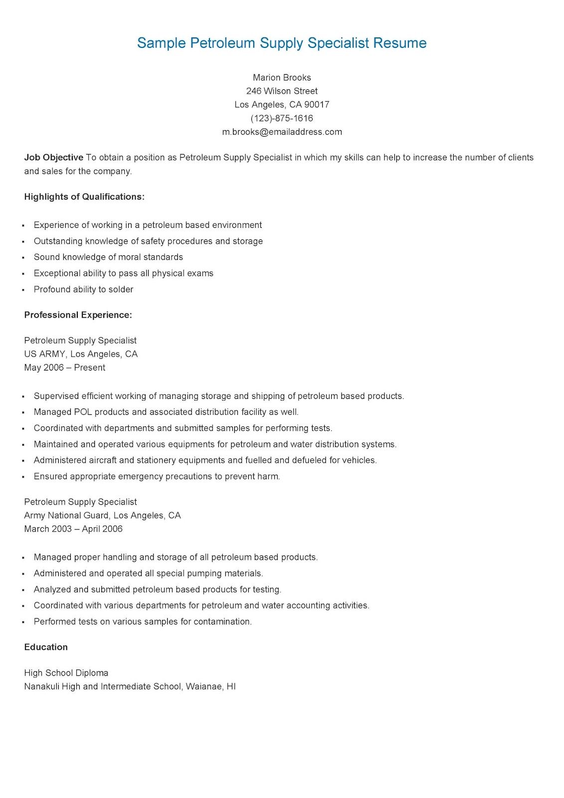 special skills on resume on sample petroleum supply specialist resume resume resume examples specialist