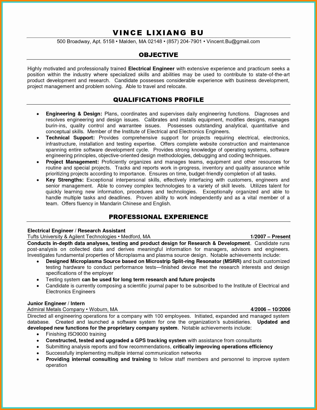 electrical engineer resume objective examples on electrical engineer resume sample new 9 engineering student cv engineering resume resume objective student resume