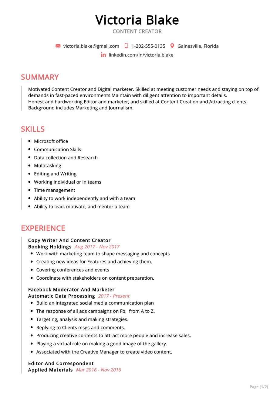 content marketing director resume on content creator resume example resume examples resume content creator