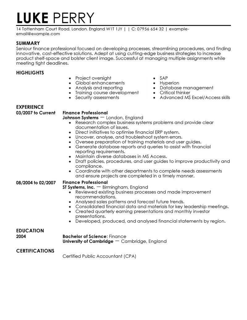 financial advisor sample resume on pin on finance