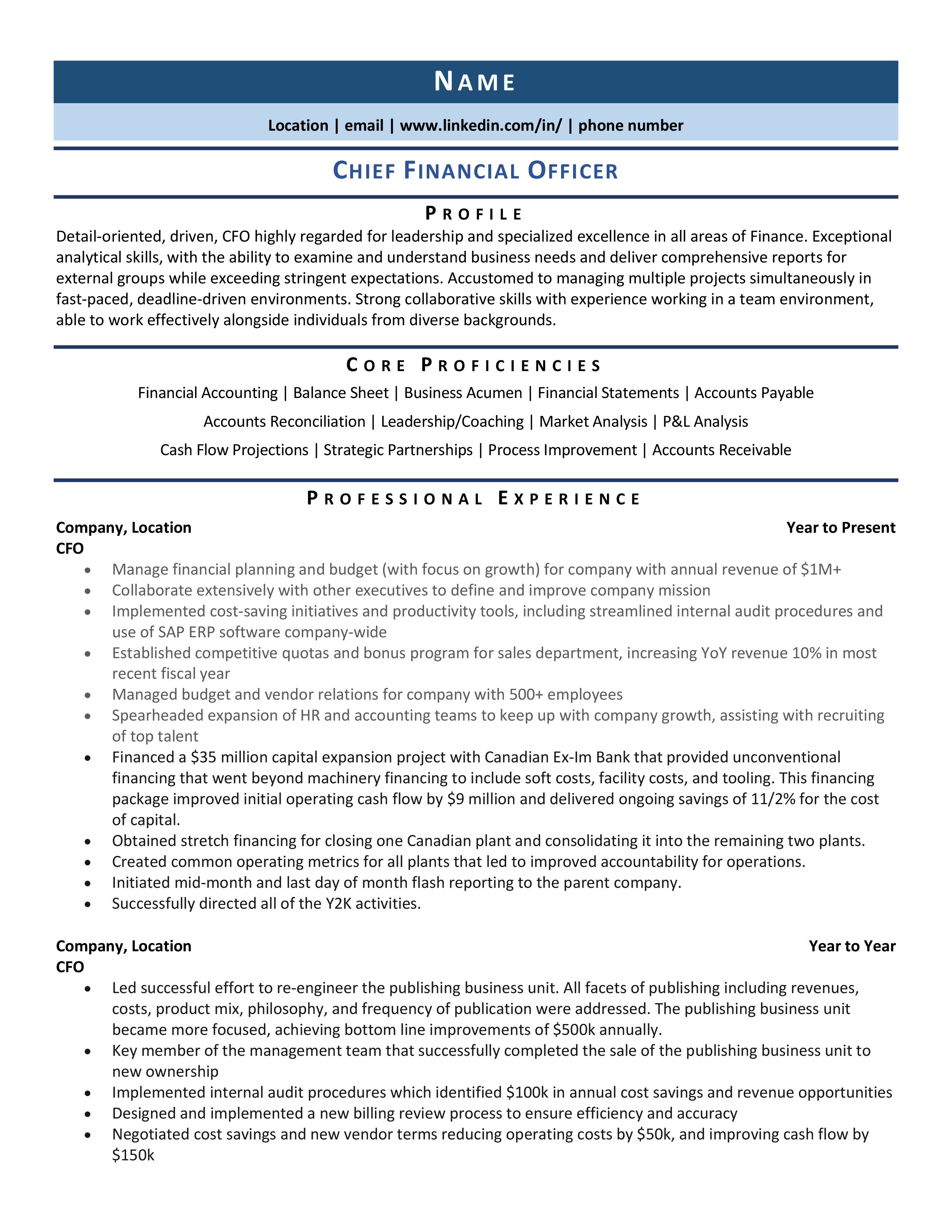 financial advisor profile sample on chief financial officer cfo resume samples template guide chief financial officer cfo financial